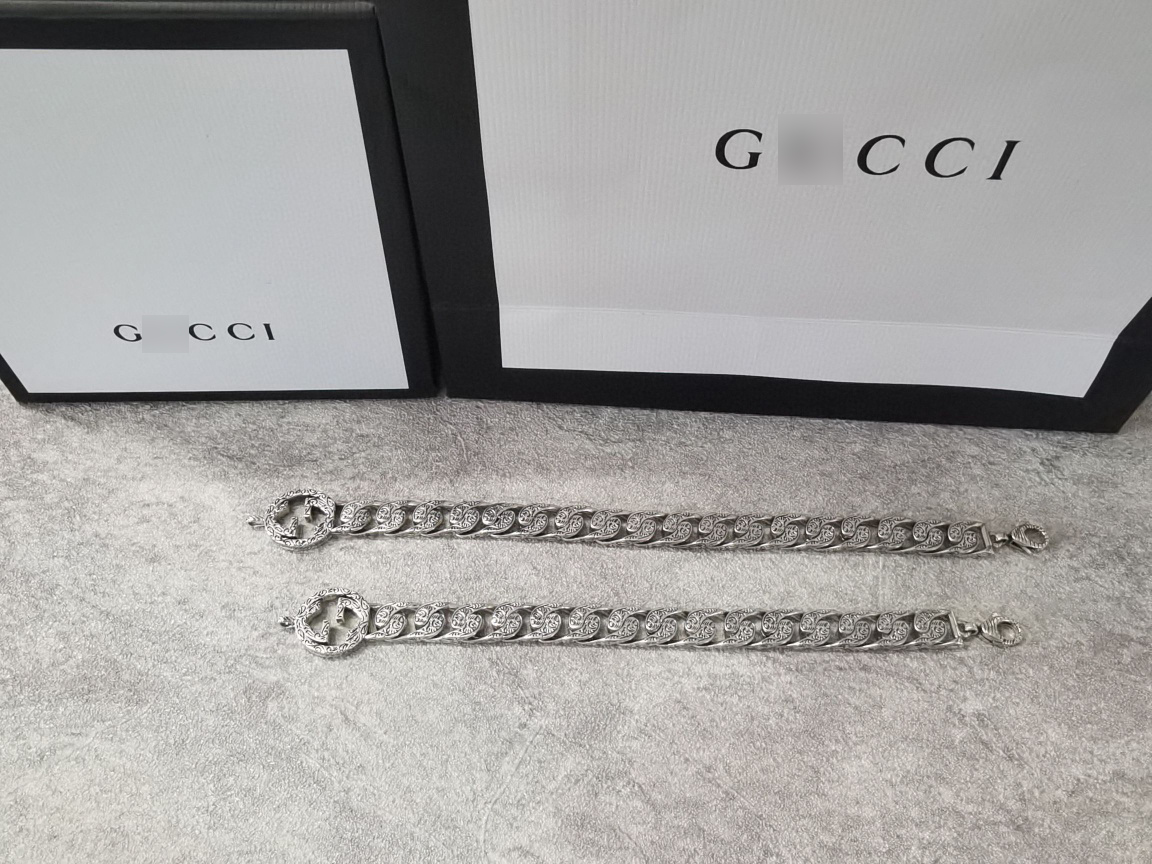 グッチインターロッキングGシルバーチェーンブレスレット 詳細画像 2
