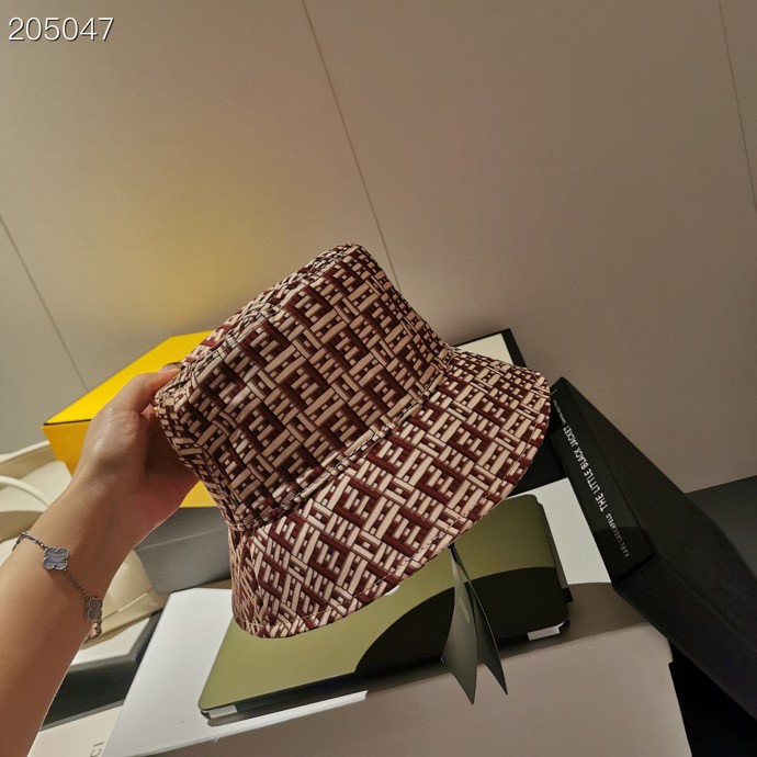 フェンディダブルFワイドブリムフィッシャーマンハットレッドFXQ670ADNGF0QD1 詳細画像 1