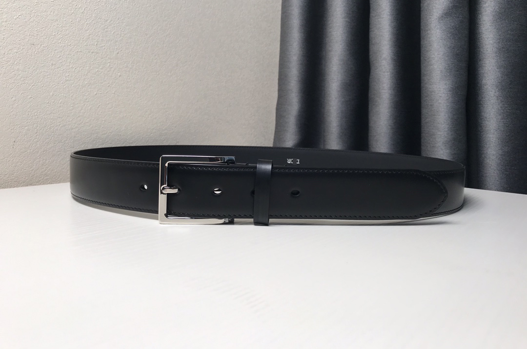 ディオールスムースカーフスキンベルトブラックシルバー（3.5CM）4393PLYVE_H00N 詳細画像 1