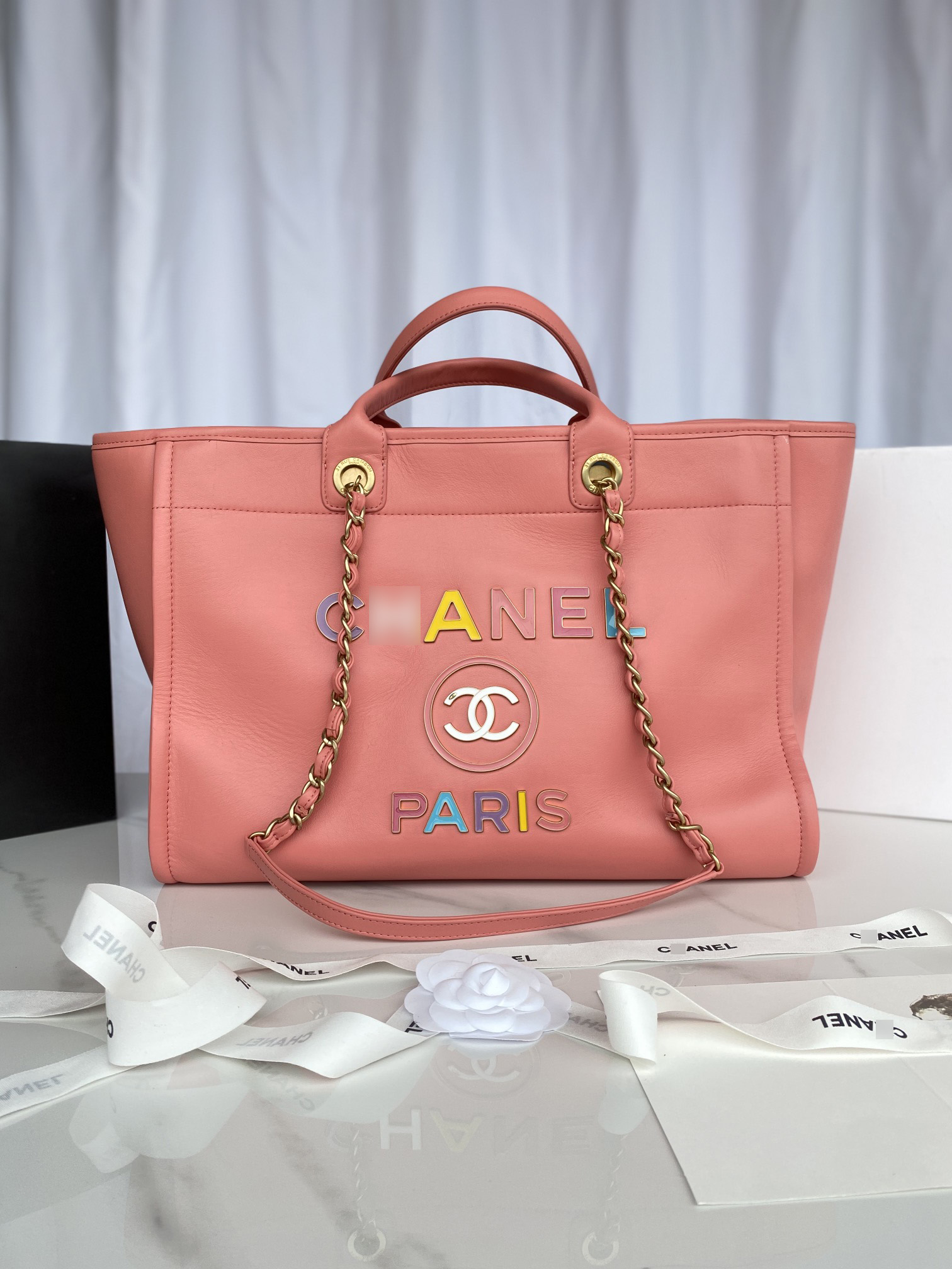 シャネルラージショッピングバッグ カフスキン、エナメル、ゴールドメタル Coral - Pink A66941 B08030 NH621 詳細画像 1