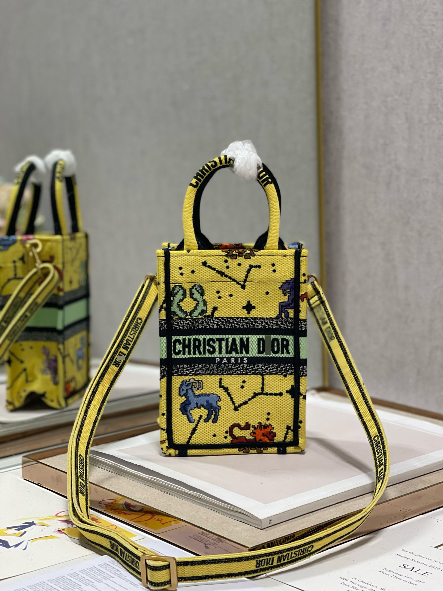 ディオールBOOK TOTE ミニ フォンバッグ Pixel Zodiac エンブロイダリー S5555CRTY_M930 詳細画像 1