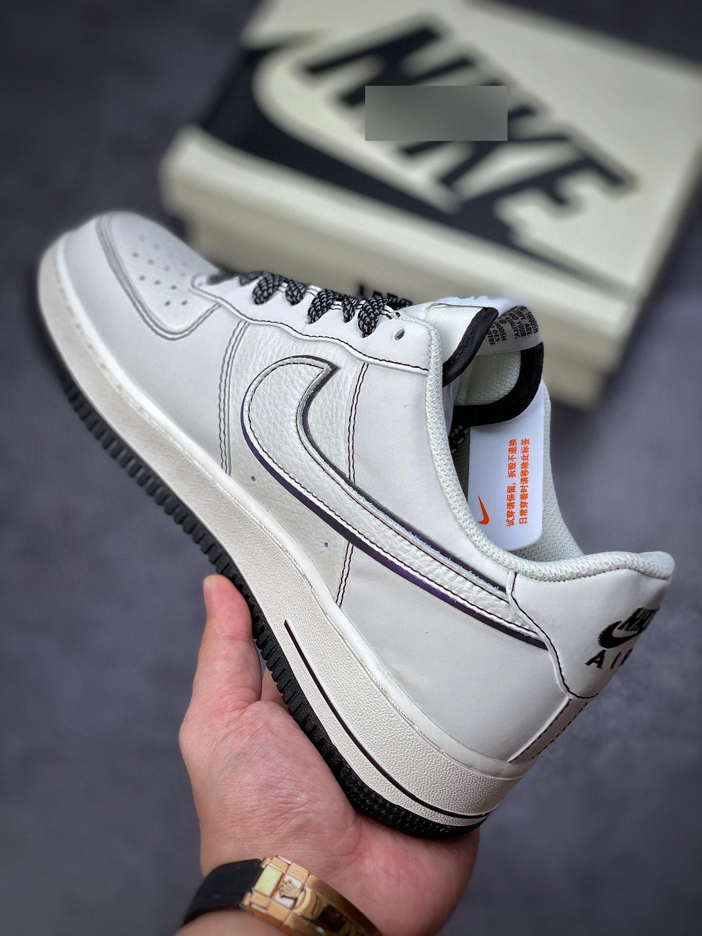 ナイキ UNDEFEATED x Air Force 1´07″ベージュ/ブラック3M”（H12）HL5263-896 詳細画像 2