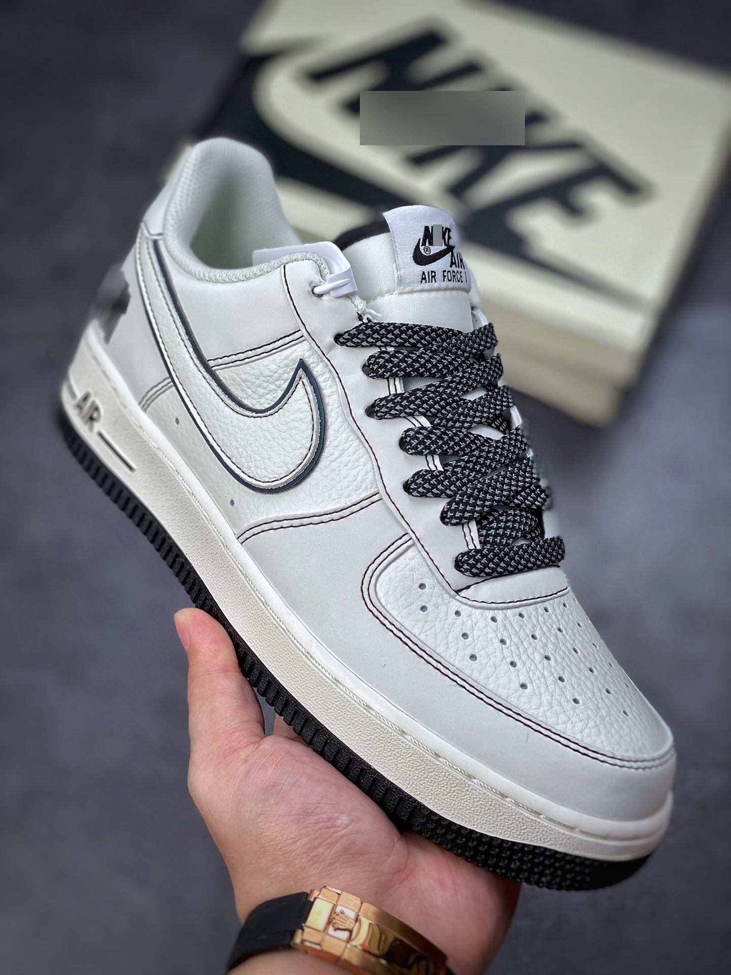 ナイキ UNDEFEATED x Air Force 1´07″ベージュ/ブラック3M”(H12)HL5263-896 詳細画像 3
