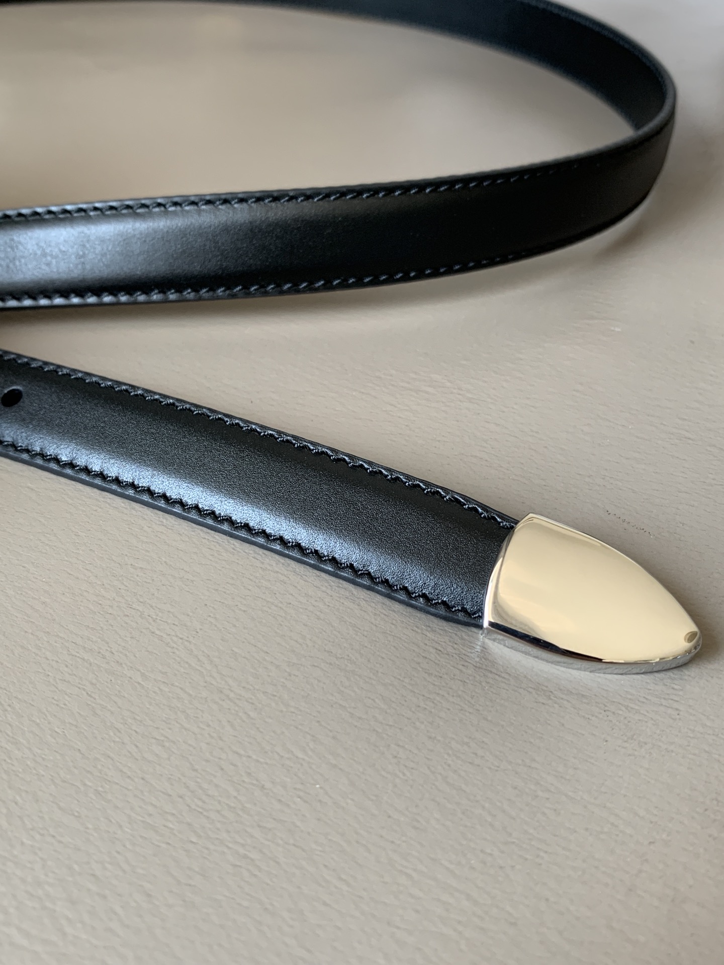セリーヌスモールウエスタンベルトスムースカルフスキンブラックシルバー(1.8CM)45B273A01.38SI 詳細画像 3