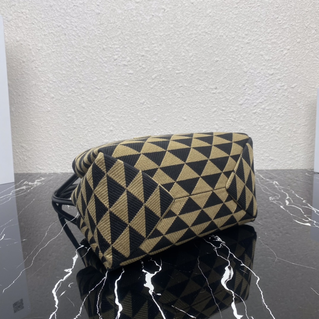 プラダスモールプラダシンボル刺繍生地バッグ カラー:ブラック/ベージュ 1BA368_2FKL_F0Y30_V_OOO 詳細画像 3