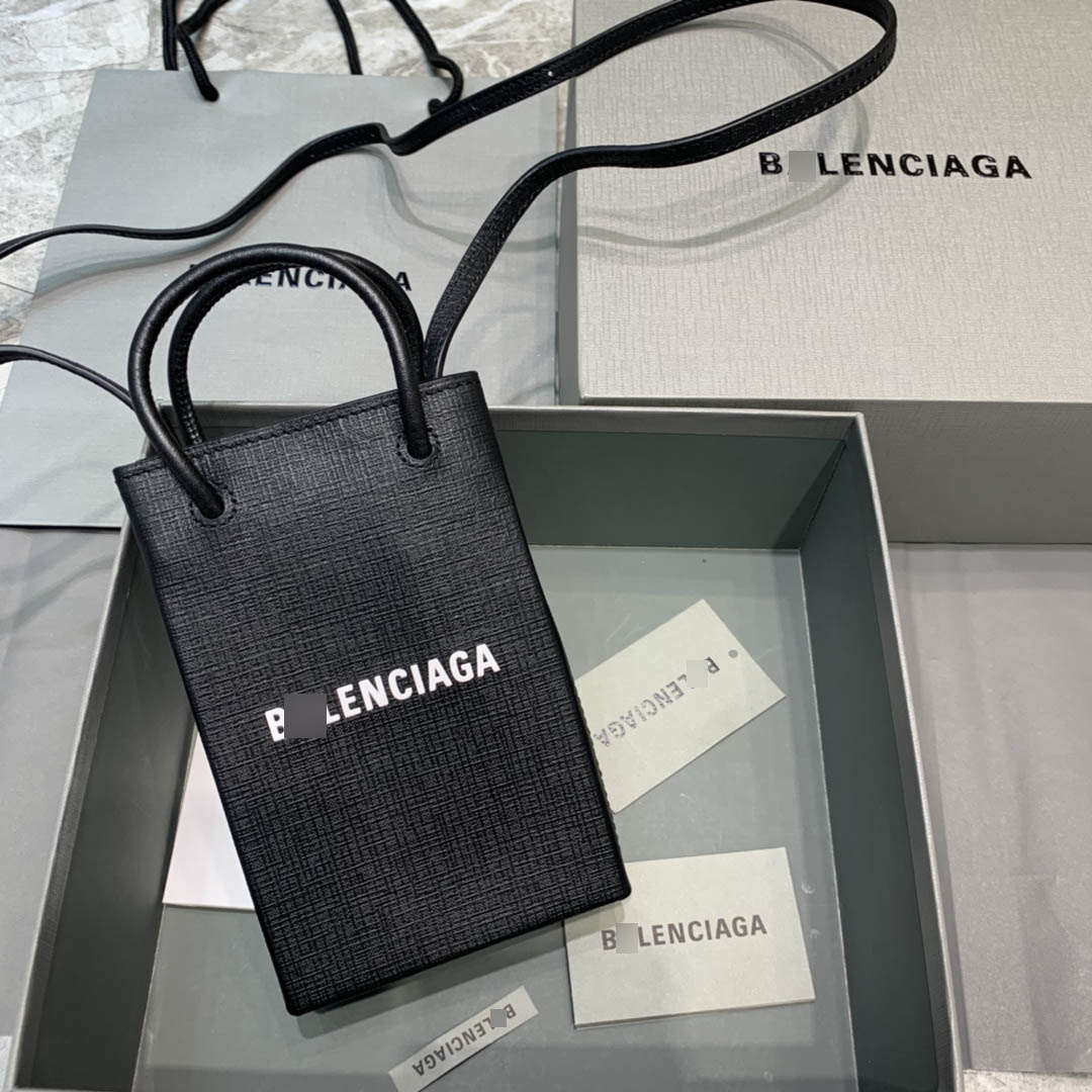 ブラックスクエア カーフスキン Shopping Phone Holder バッグ 5938260AI2N1000 詳細画像 1