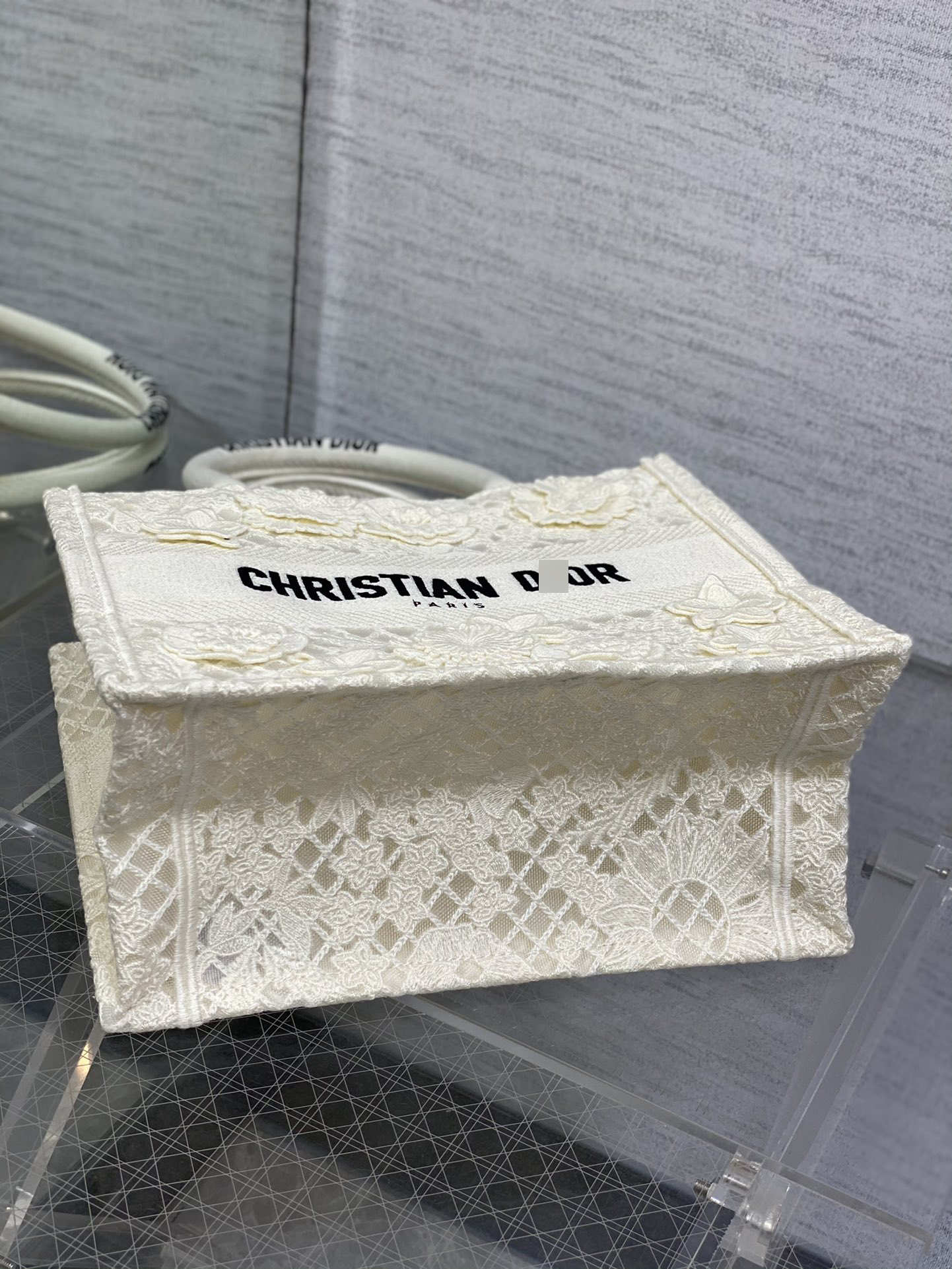 BOOK TOTE スモールバッグ ホワイトマルチカラーD-Lace 3Dマクラメ - エフェクト刺繍 M1265ZEAX_M933 詳細画像 3