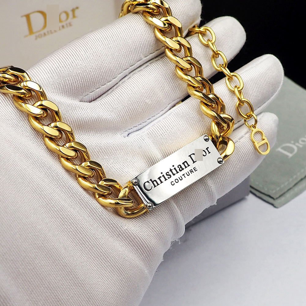 クチュール チェーン リンクネックレス ゴールドとシルバー仕上げ ブラス N2064HOMMT_D012 詳細画像 3