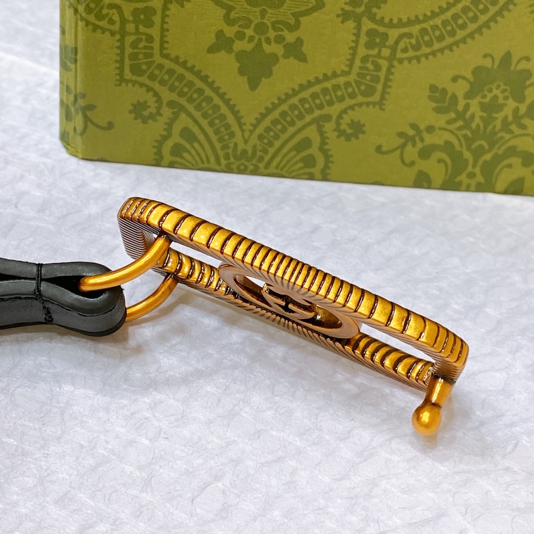 黒い革のインターロックGバックル付き薄手ベルト(1.5CM) 751556 0YA0G 1000 詳細画像 2