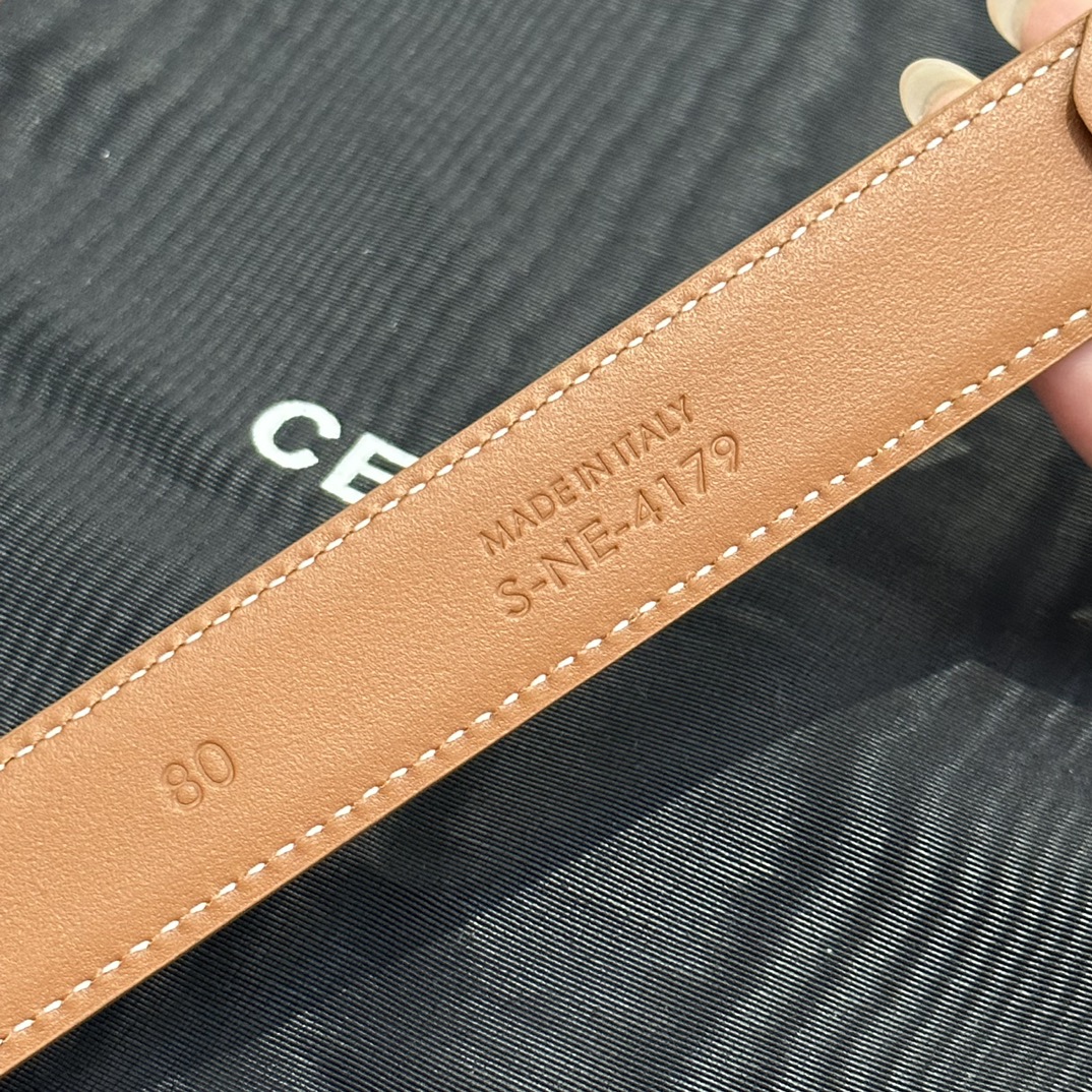セリーヌ スモール ウエスタン ベルト ナチュラル カーフスキン タン 45BAE3A78.04LU (1.8CM) 詳細画像 3