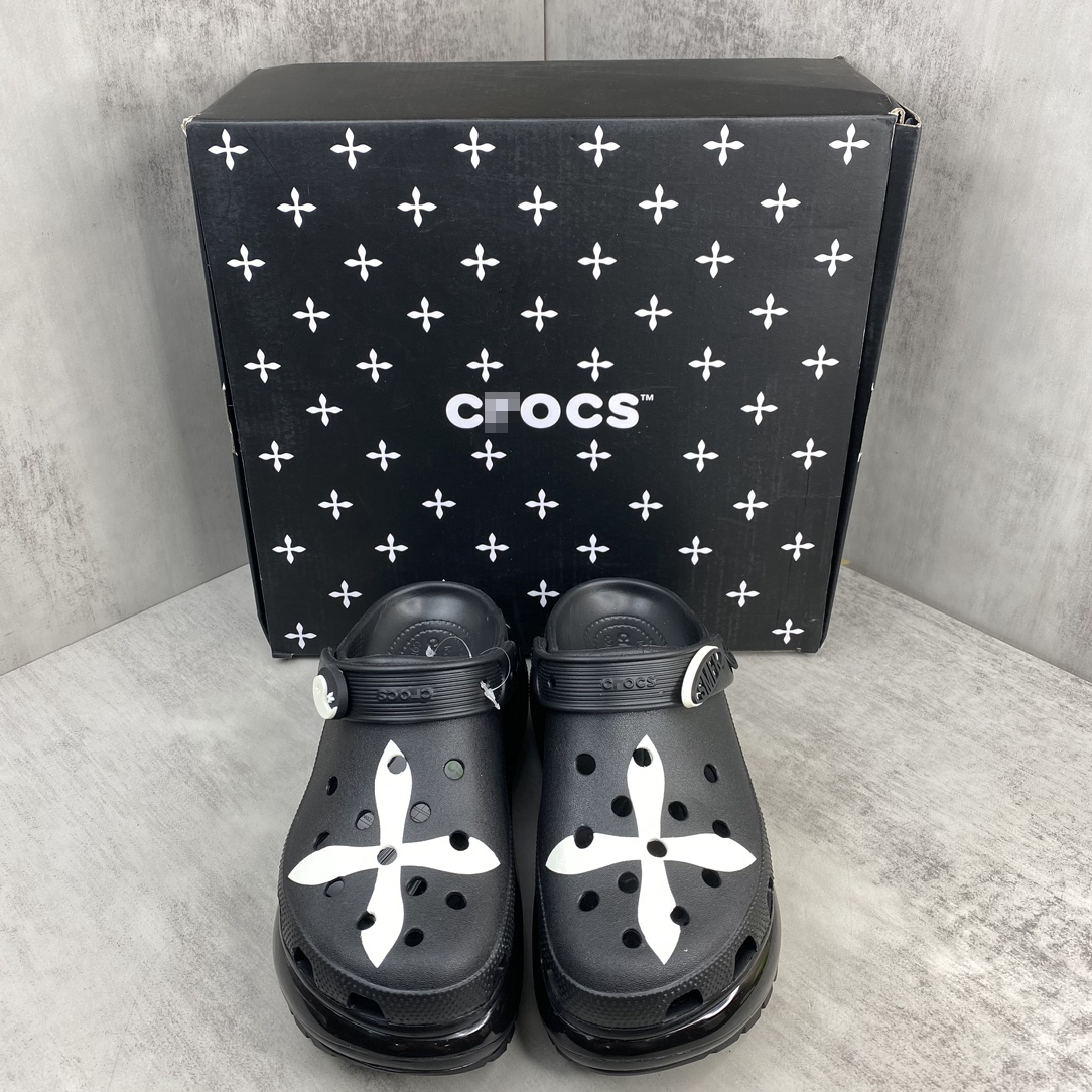 SMFK X クロックス ブラック アンド ホワイト クロス クロッグ 詳細画像 1