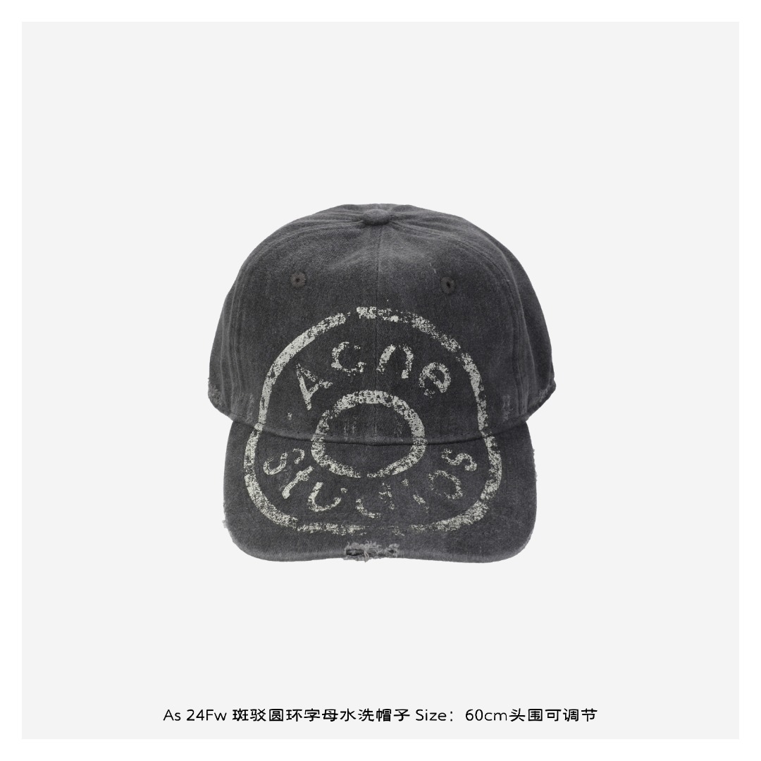 アクネ ストゥディオズ ウォッシュド デニム ロゴ キャップ ブラック FN-UX-HATS000288 詳細画像 3