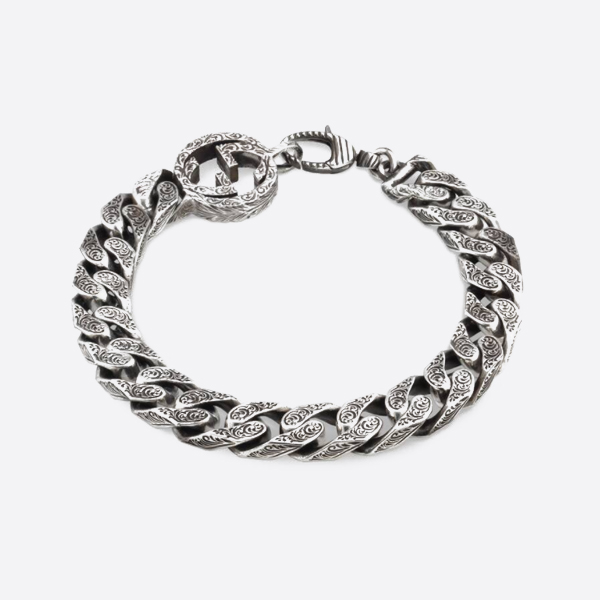 グッチインターロッキングGシルバーチェーンブレスレット 画像 1