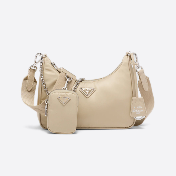 プラダリエディションサピアノレザートリミングリナイロンショルダーバッグ カラー:デザートベージュ 1BH204 画像 1