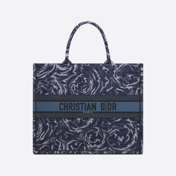 ディオールBOOK TOTE ラージバッグ ブルーローズ刺繍 M1286ZRVG_M928 画像 1