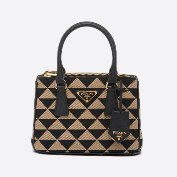 プラダMinibolso Prada Galleria de jacquard bordado カラー:ブラック/ベージュ 1BA906 画像 1