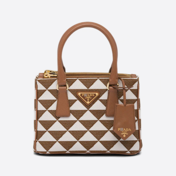 プラダMinibolso Prada Galleria de jacquard bordado カラー:タバコ/チョークホワイト 1BA906 画像 1