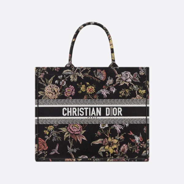 ディオールBOOK TOTE ラージバッグ ブラックマルチカラー Jardin Botanique刺繍 M1286ZRZB_M911 画像 1
