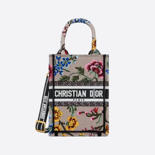 ディオールBOOK TOTE ミニ フォンバッグ Petites Fleurs エンブロイダリー S5555CEAU_M912 画像 1