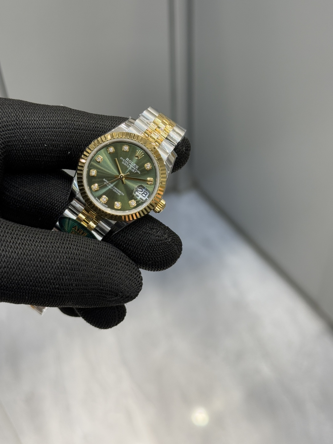 ロレックス デイトジャスト 31mm グリーン ダイヤモンドダイヤル 画像 4
