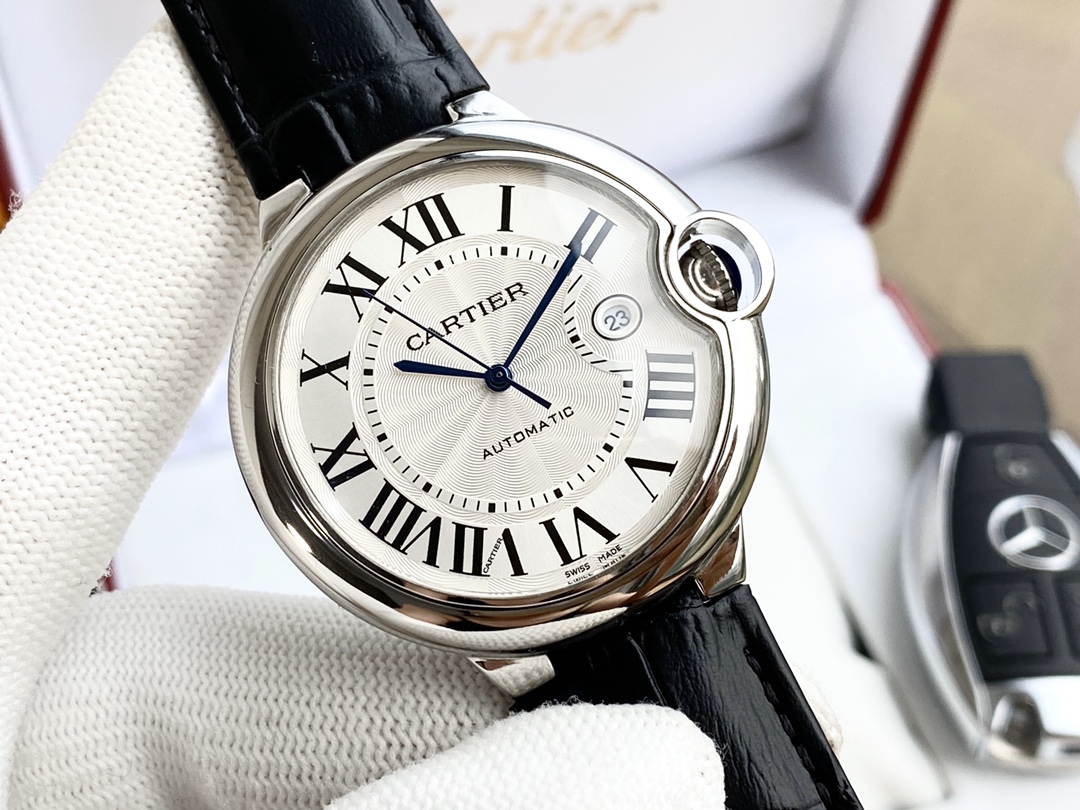 カルティエ バロン ブルー ドゥ カルティエ 42mm シルバー イエローゴールド ウォッチ 詳細画像 3