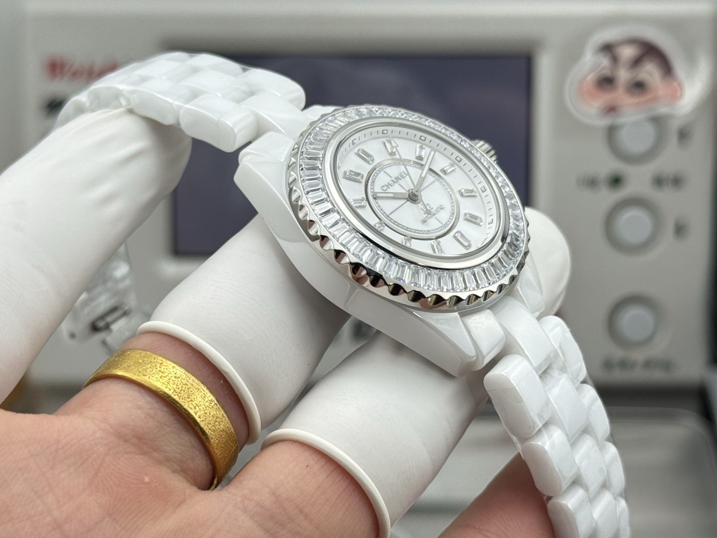 シャネル J12 セラミック シルバー オレンジ ウォッチ 画像 5