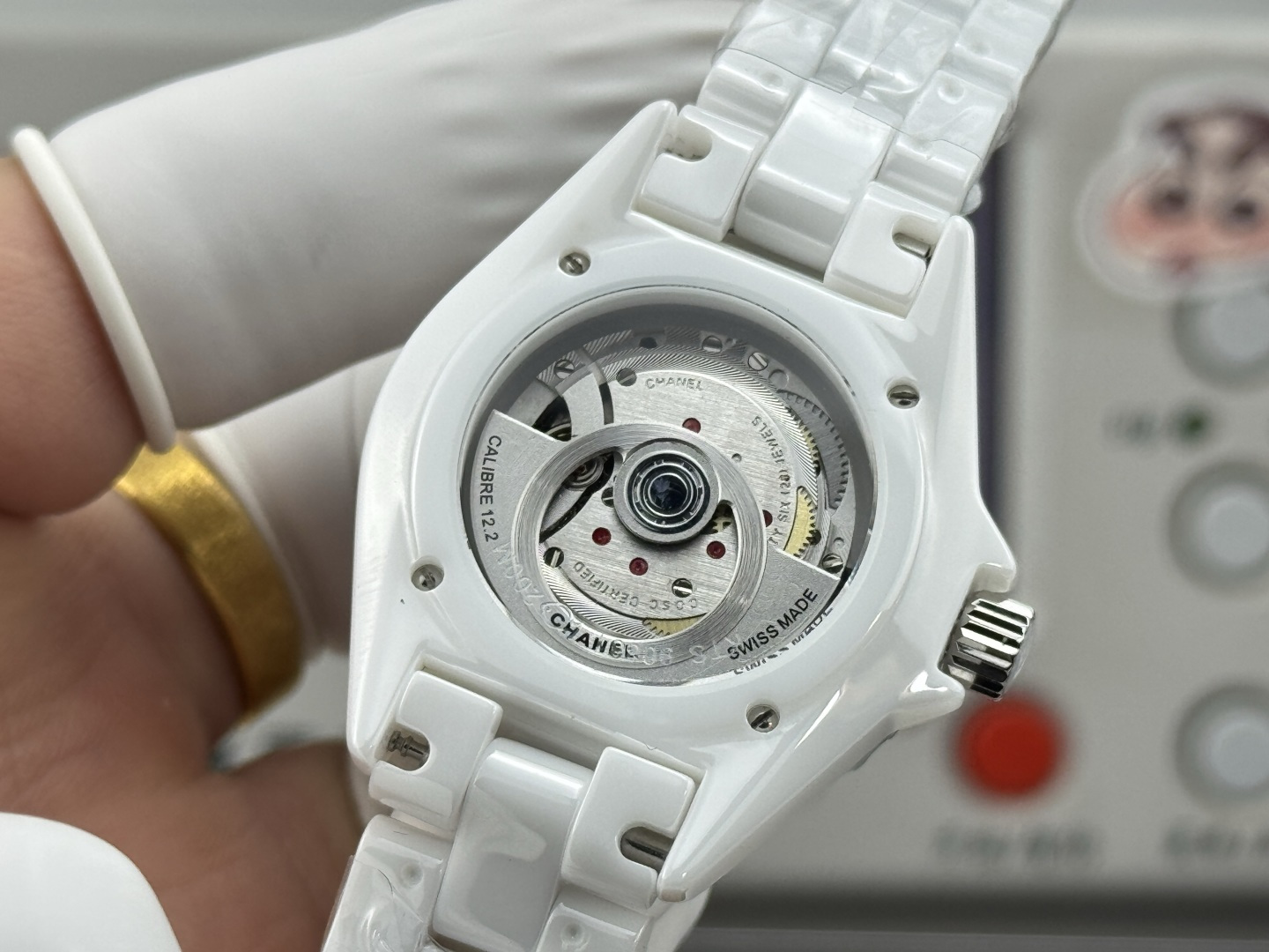 シャネル J12 セラミック シルバー オレンジ ウォッチ 画像 7
