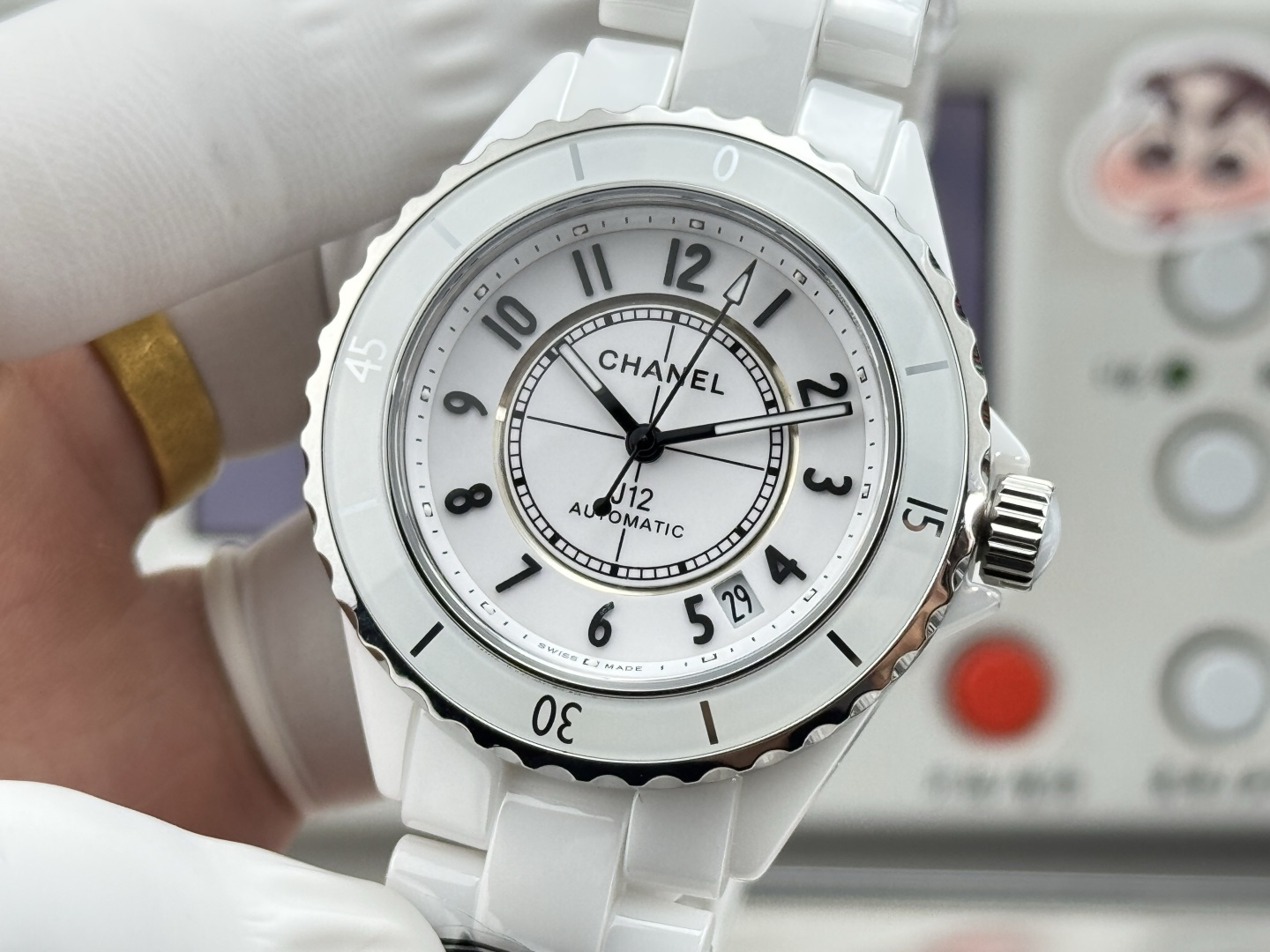 シャネル J12 セラミック シルバー オレンジ ウォッチ 画像 4