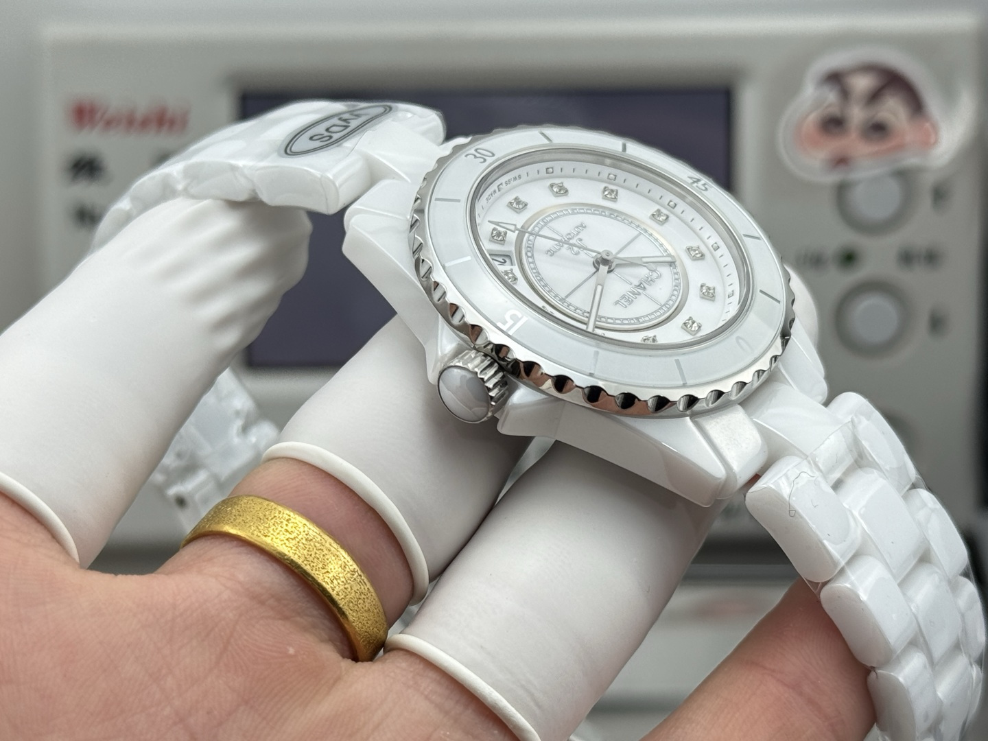 シャネル J12 セラミック シルバー オレンジ ウォッチ 画像 6