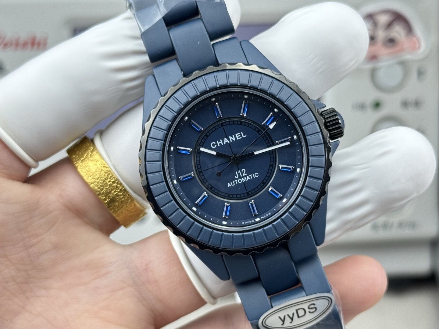 シャネル J12 ブルー セラミック ブルー シルバー ウォッチ 画像 4