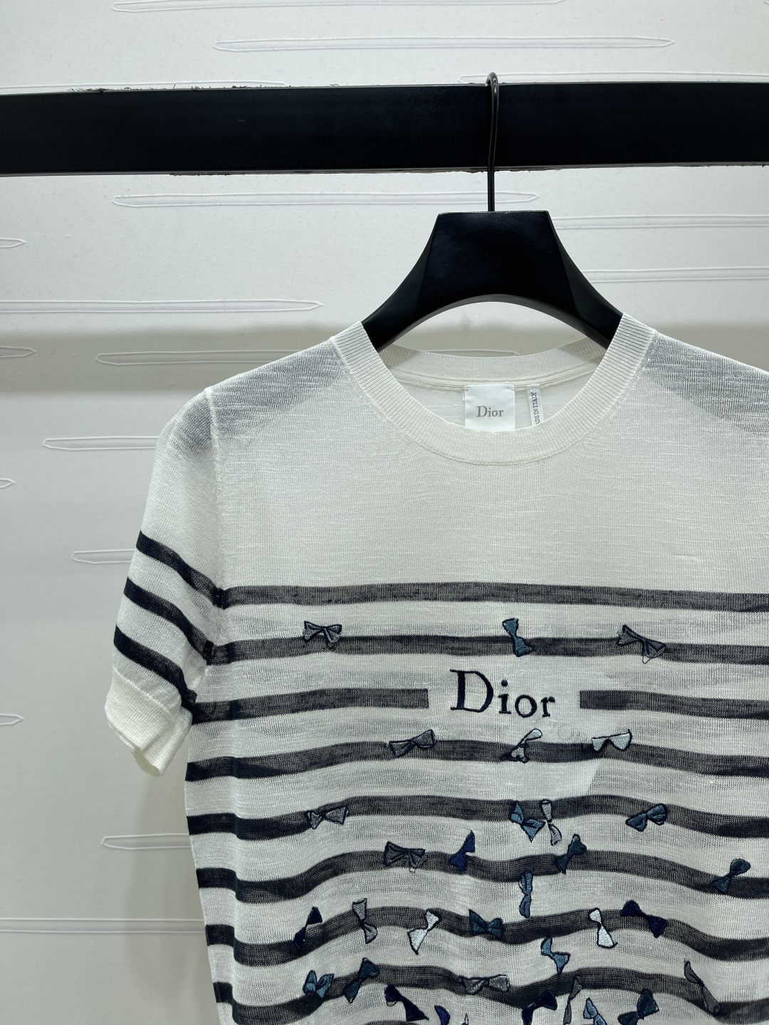 ディオール グラフィックプリント ロゴ刺繍 ボーダー バタフライ ニットTシャツ 画像 5