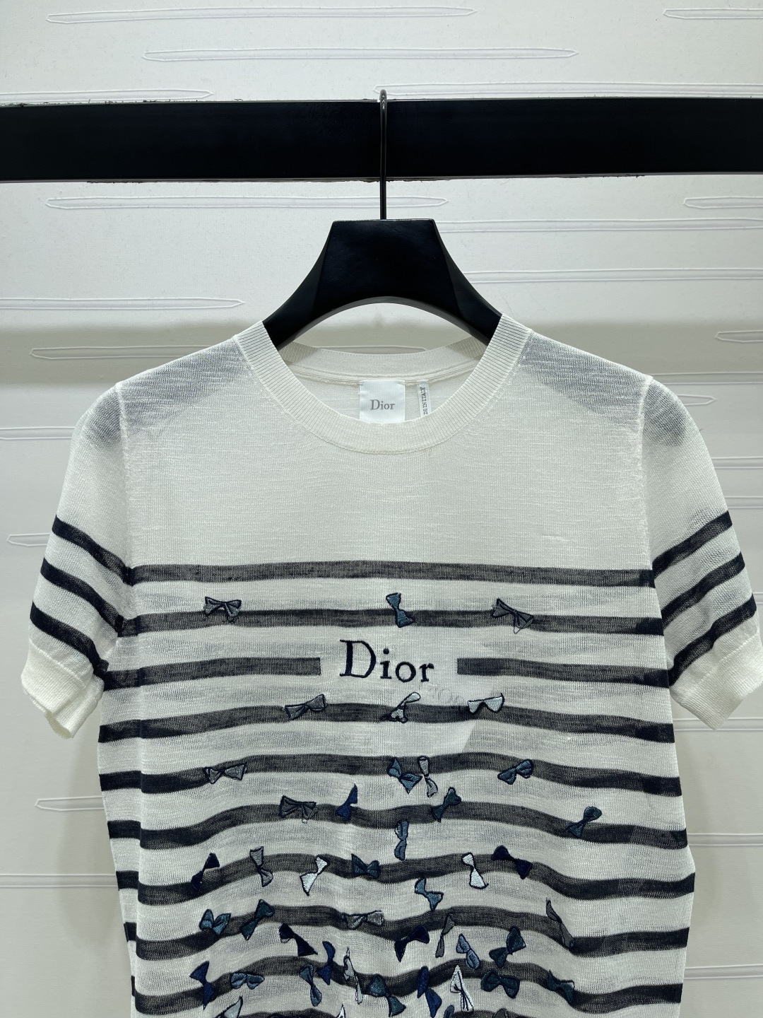 ディオール グラフィックプリント ロゴ刺繍 ボーダー バタフライ ニットTシャツ 画像 6