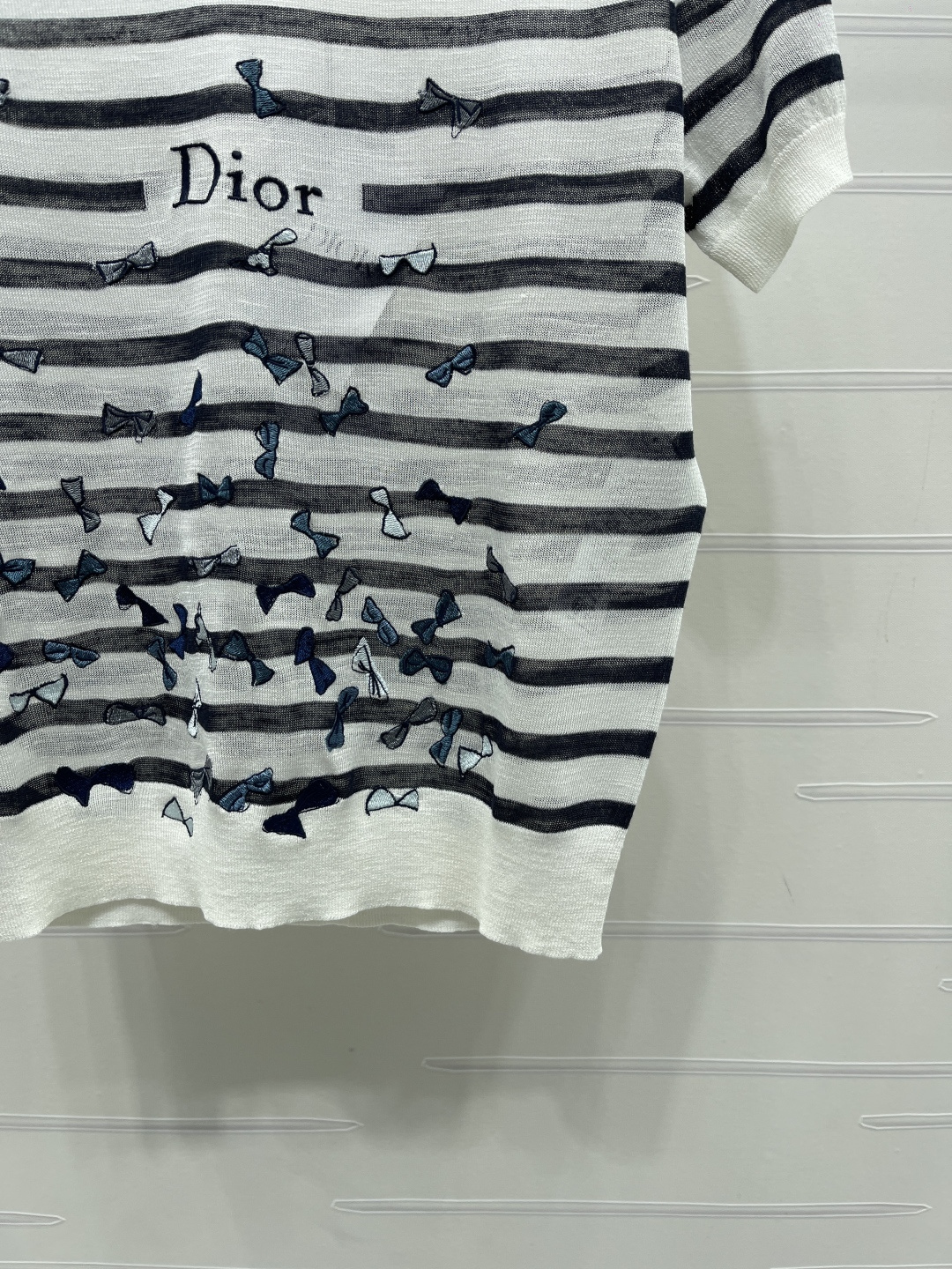 ディオール グラフィックプリント ロゴ刺繍 ボーダー バタフライ ニットTシャツ 画像 8