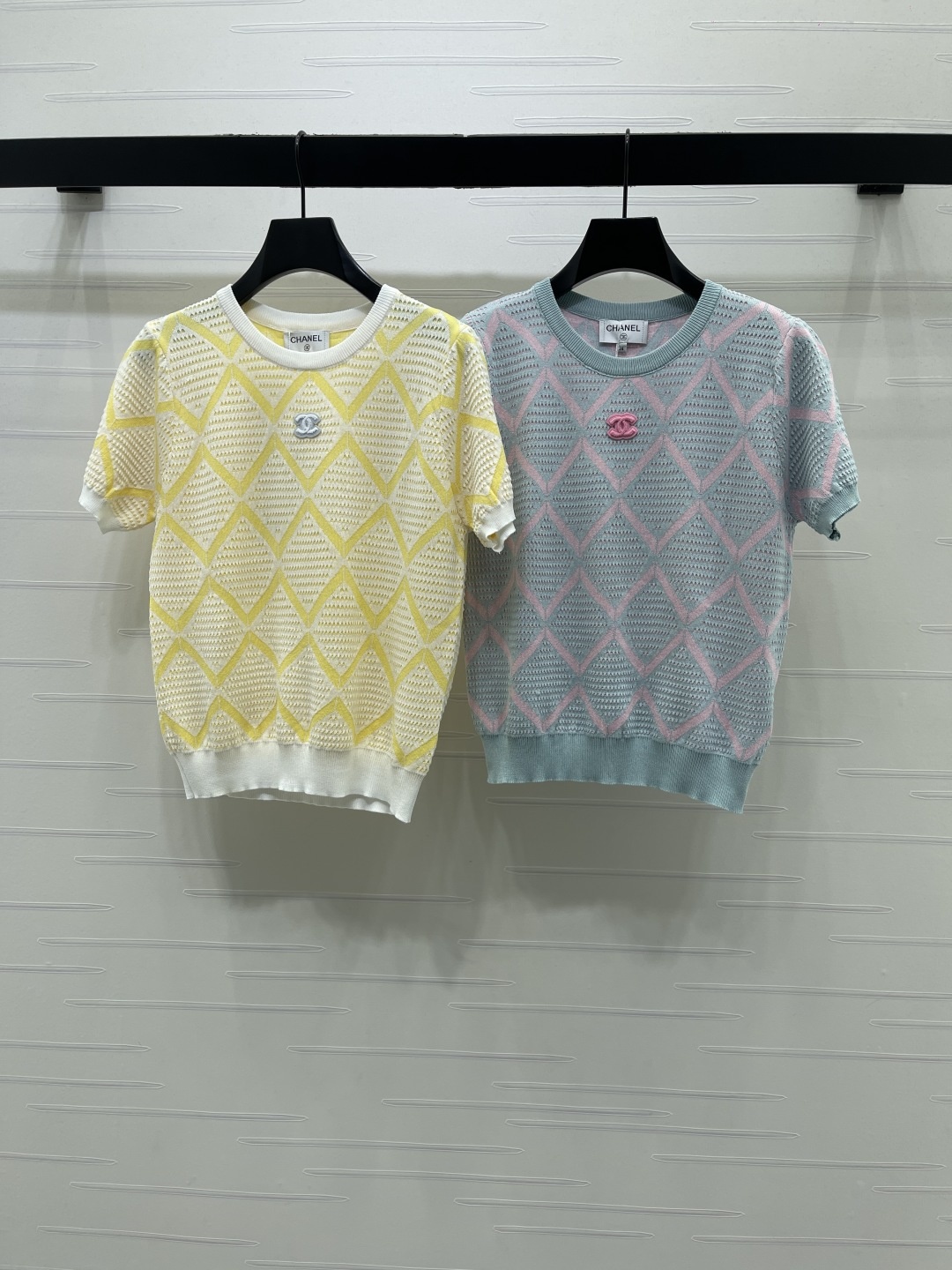 シャネル ロゴ刺繍 透かし編み ニットTシャツ 詳細画像 1