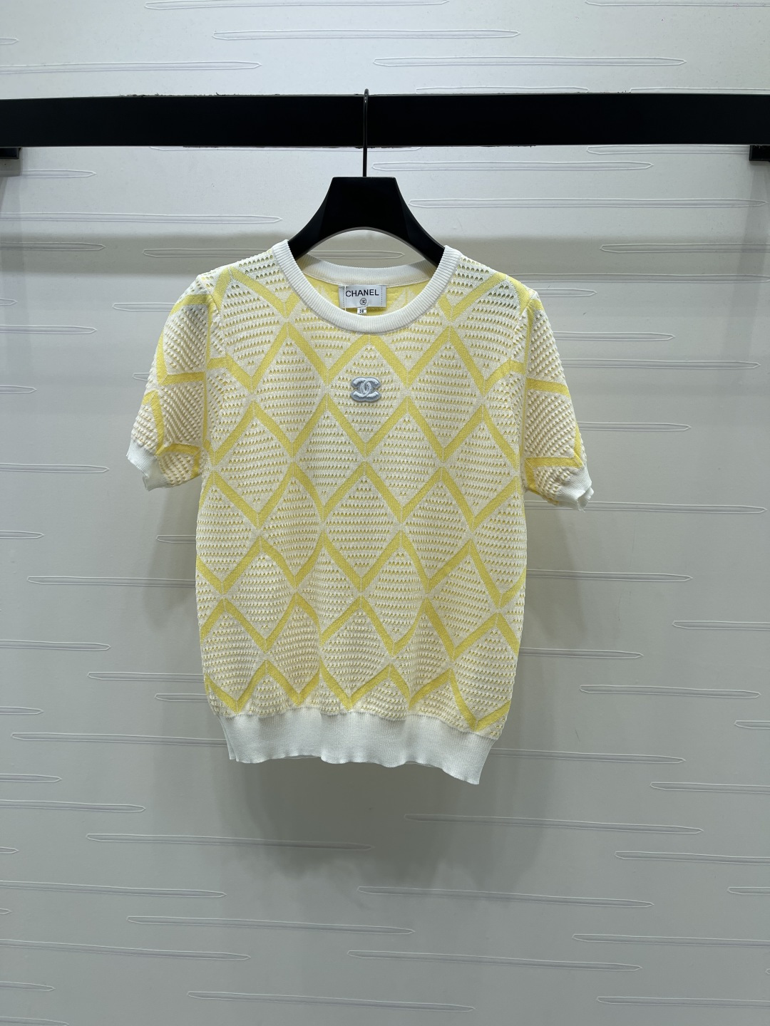 シャネル ロゴ刺繍 透かし編み ニットTシャツ 詳細画像 3