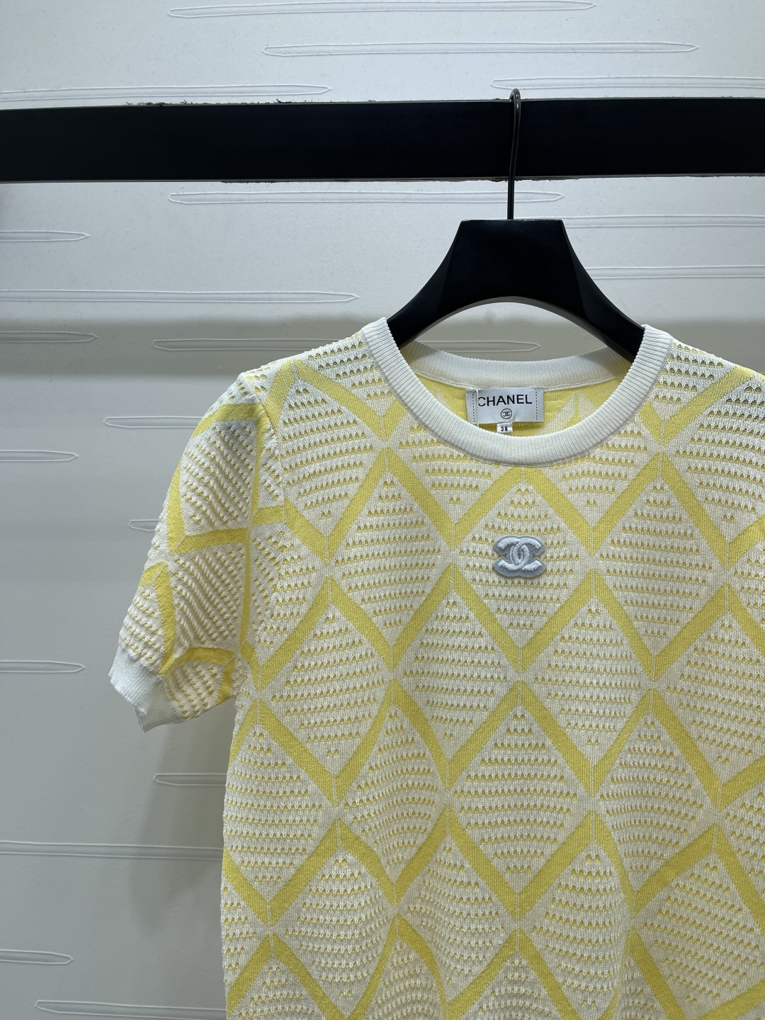 シャネル ロゴ刺繍 透かし編み ニットTシャツ 画像 5