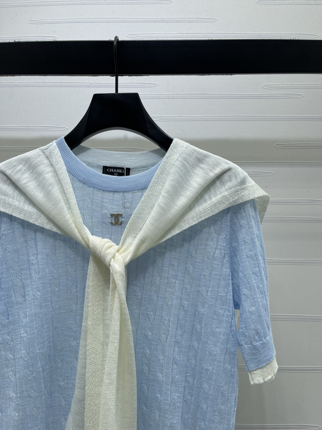 シャネル ロゴ刺繍 ボーダー ニットTシャツ 画像 4