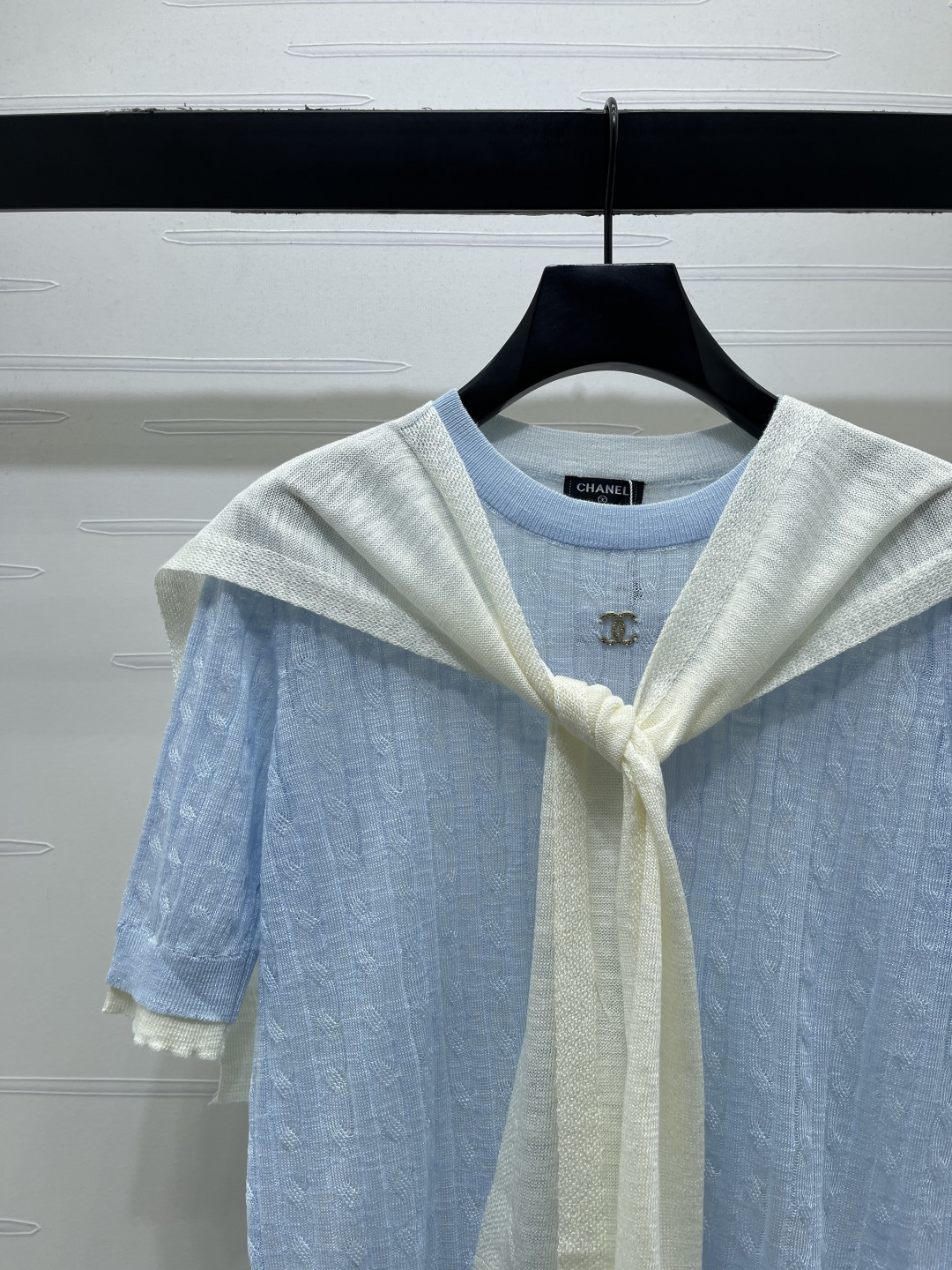 シャネル ロゴ刺繍 ボーダー ニットTシャツ 画像 5