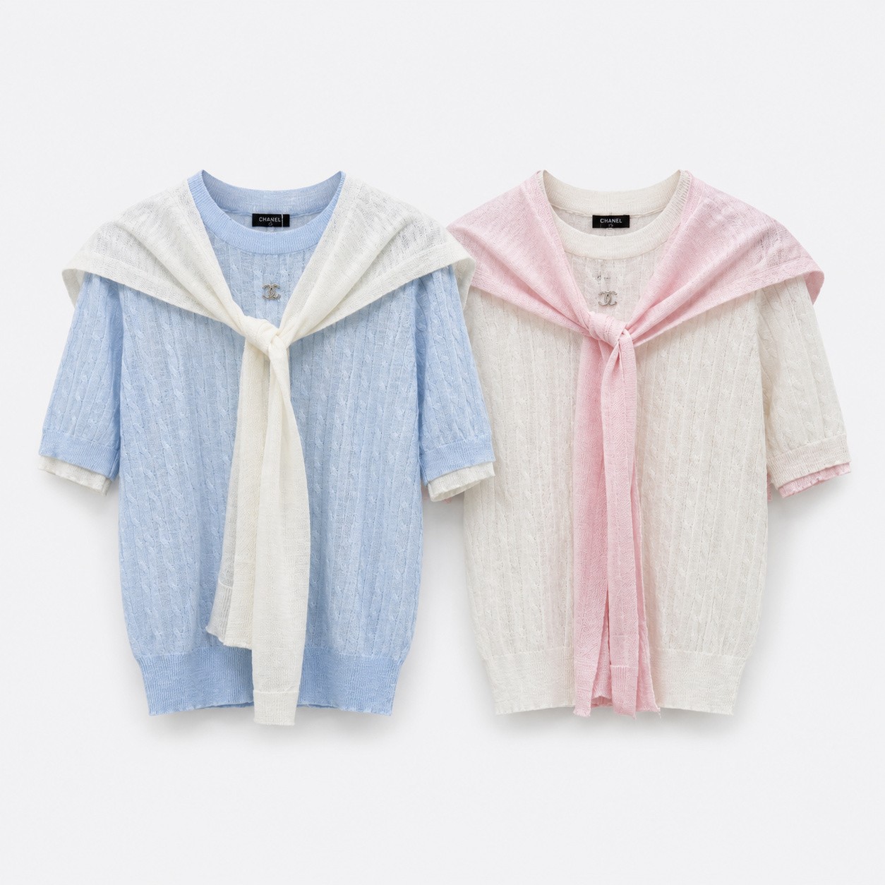 シャネル ロゴ刺繍 ボーダー ニットTシャツ