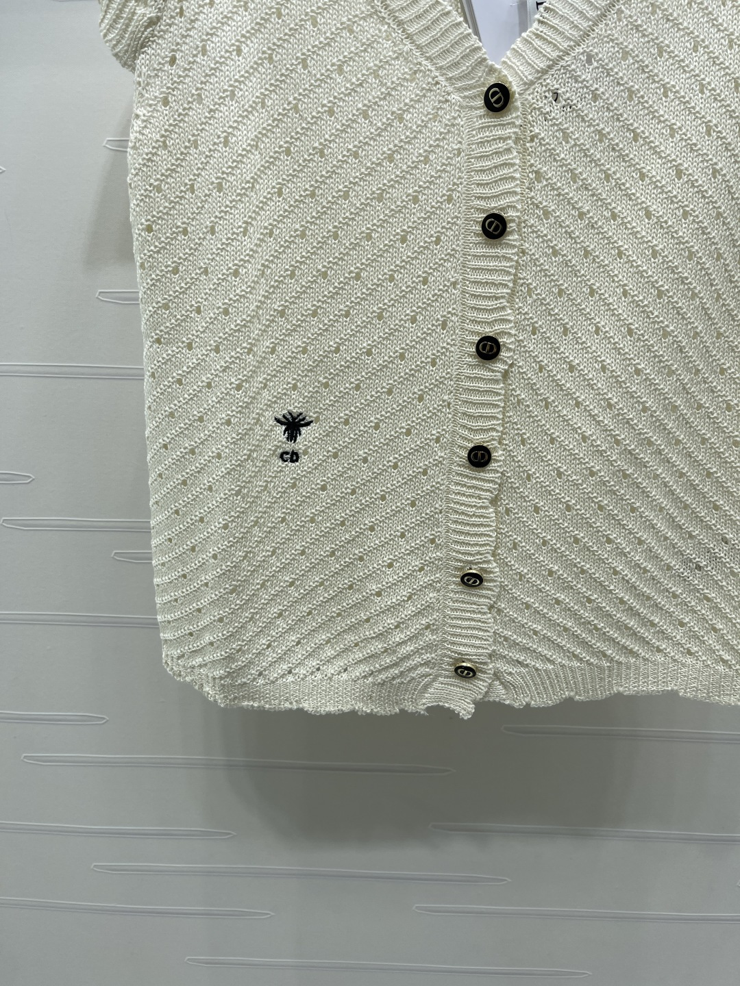 ディオール グラフィックプリント ロゴ刺繍 透かし編み Vネック ニットカーディガン 画像 6