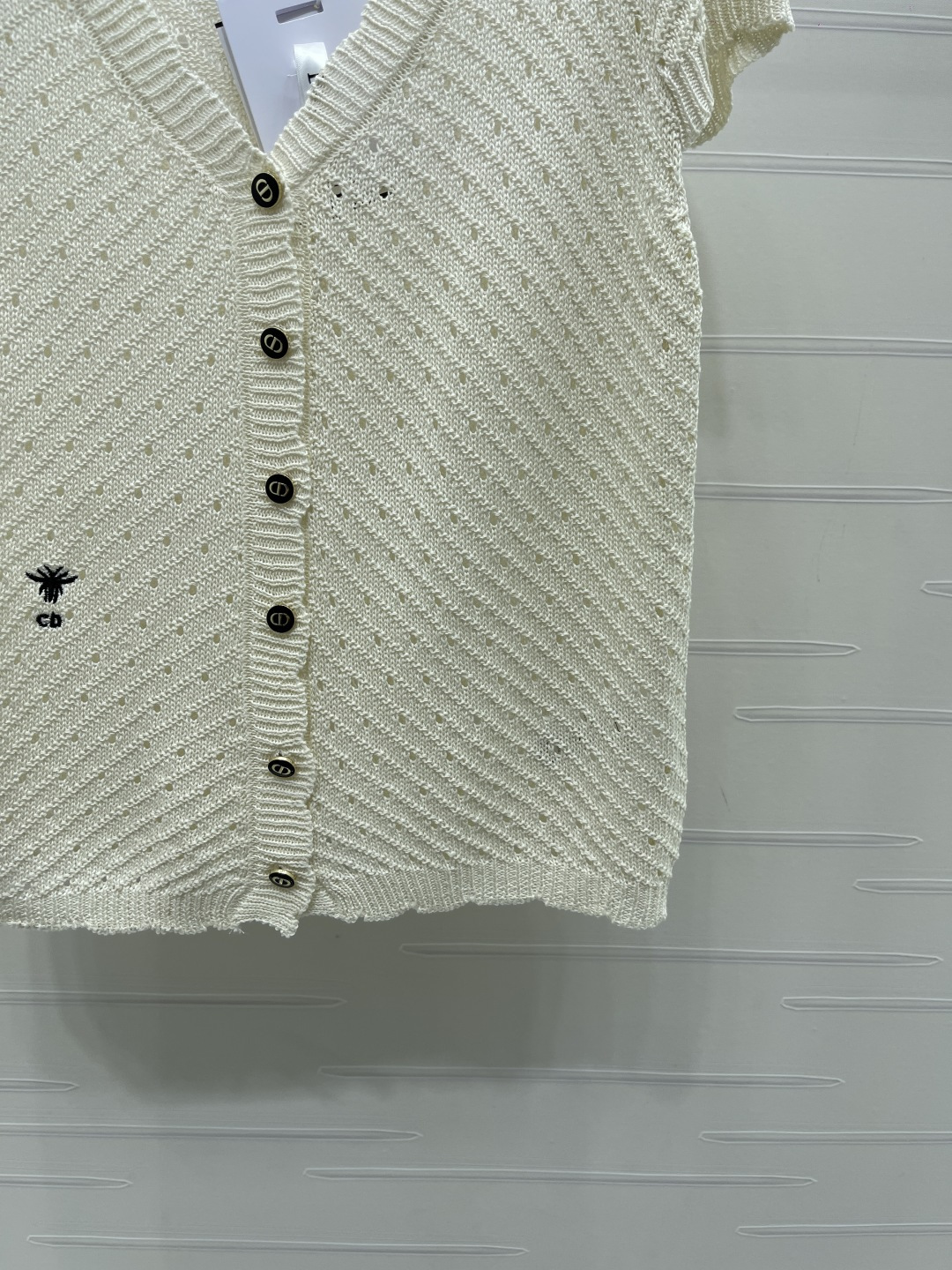 ディオール グラフィックプリント ロゴ刺繍 透かし編み Vネック ニットカーディガン 画像 7