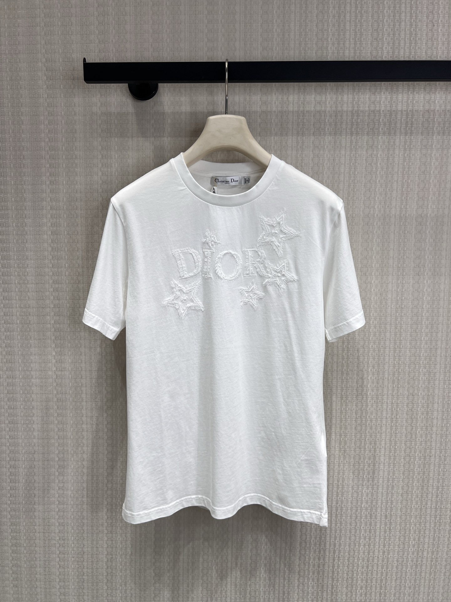 ディオール 黒 グラフィックプリント ロゴ刺繍 ニットTシャツ 詳細画像 1