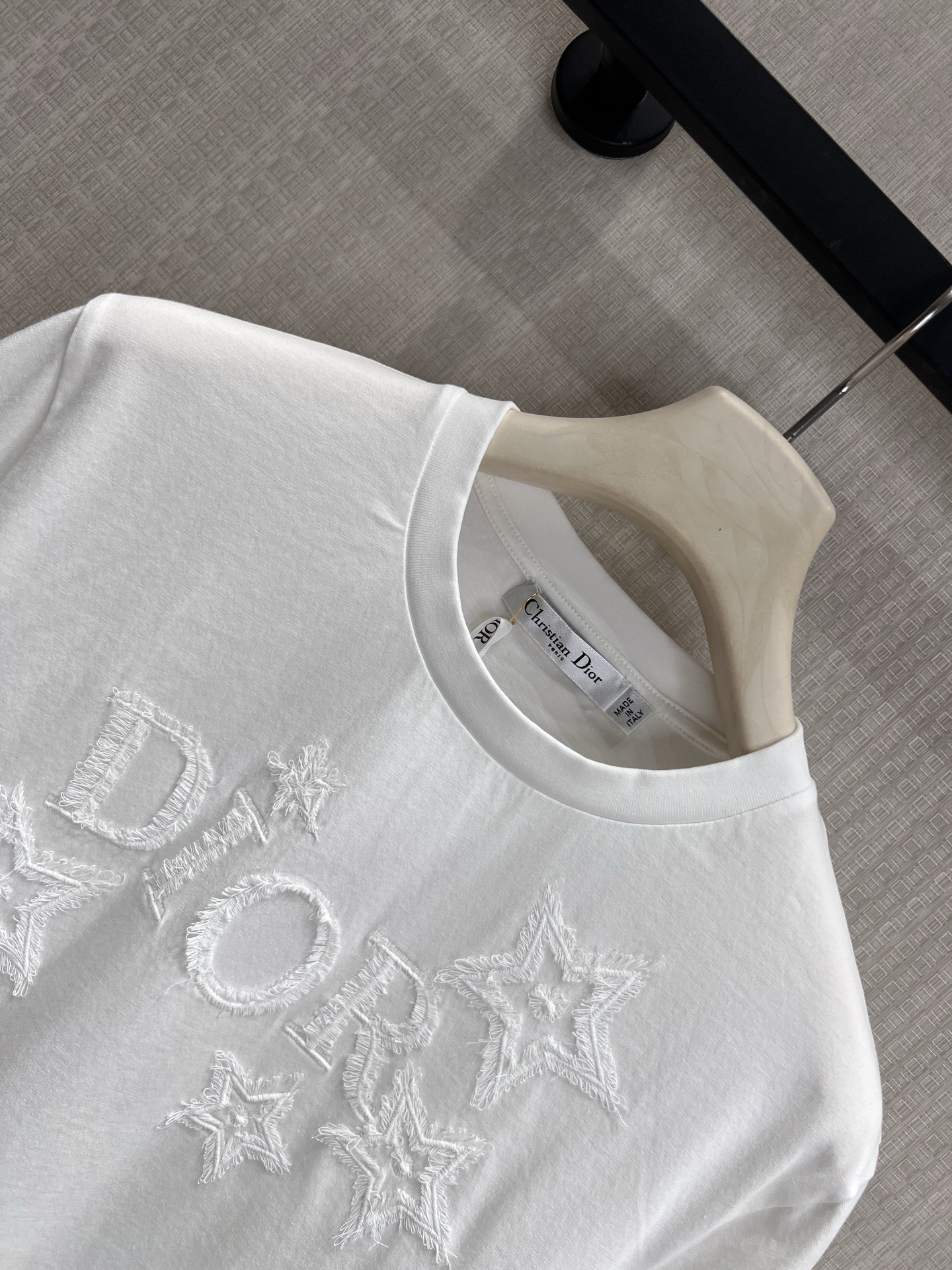 ディオール 黒 グラフィックプリント ロゴ刺繍 ニットTシャツ 画像 4