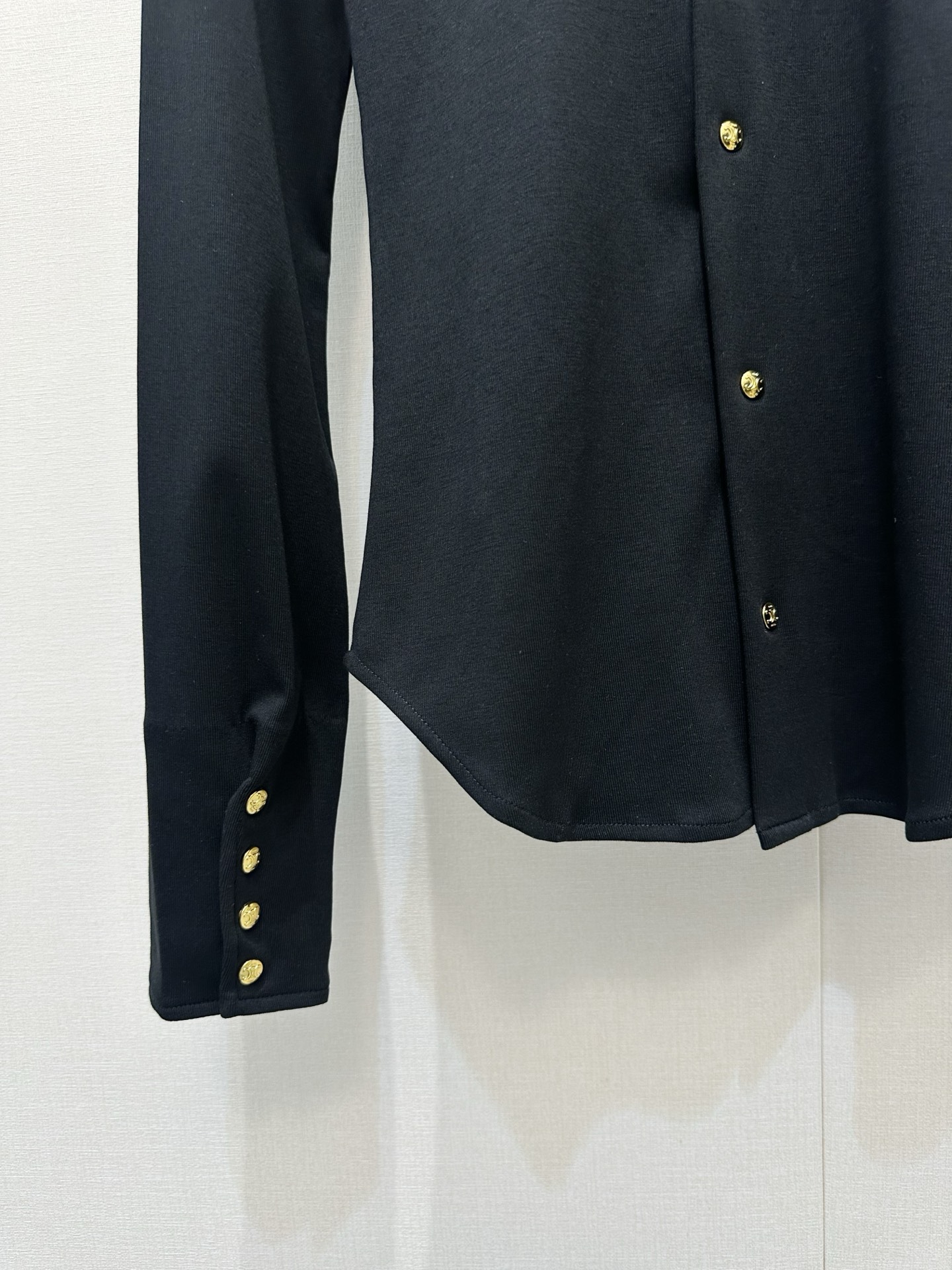 セリーヌ 黒 ロゴ刺繍 襟付き ワイドパンツ 画像 4