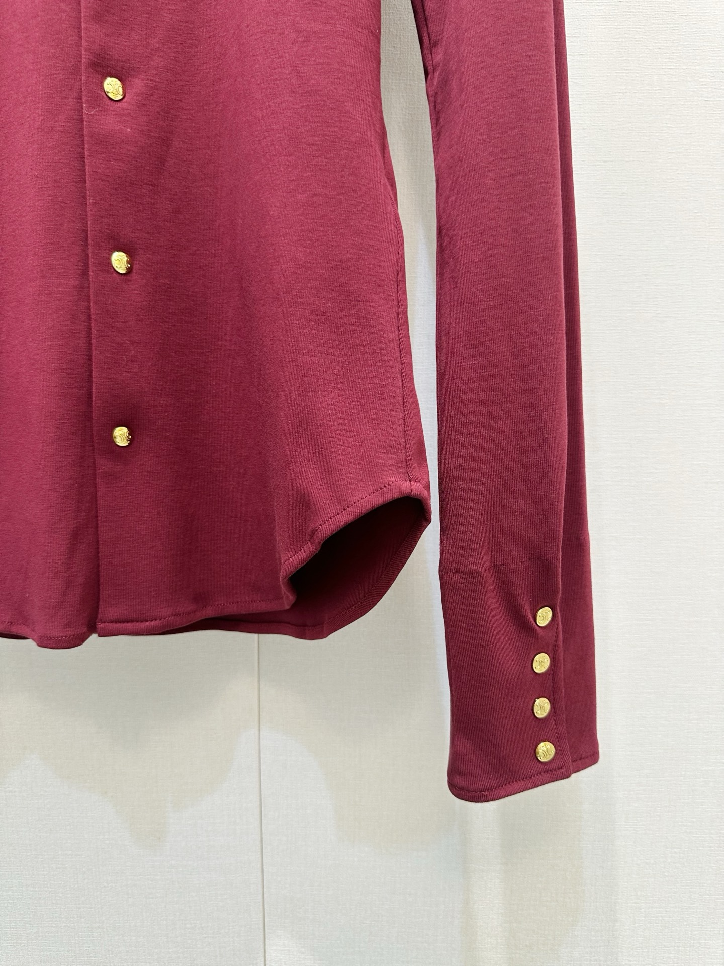 セリーヌ 白 ロゴ刺繍 襟付き ワイドパンツ 画像 5