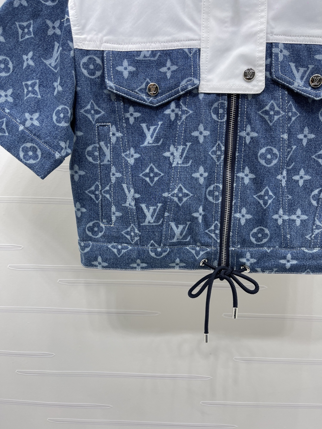 ルイ・ヴィトン 白 ロゴ刺繍 ジャカード ハイウエスト デニム ニットTシャツ 画像 6