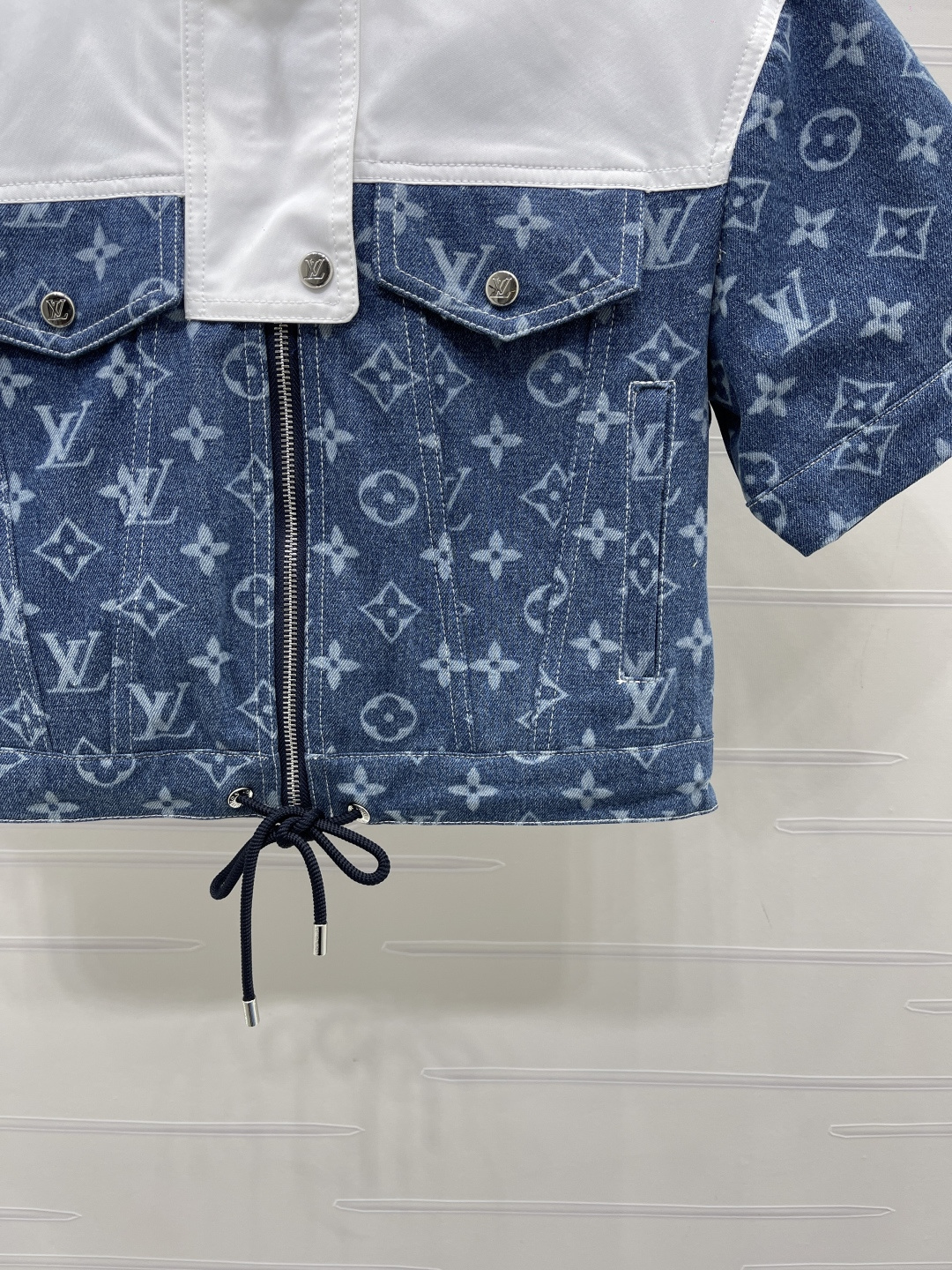 ルイ・ヴィトン 白 ロゴ刺繍 ジャカード ハイウエスト デニム ニットTシャツ 画像 7