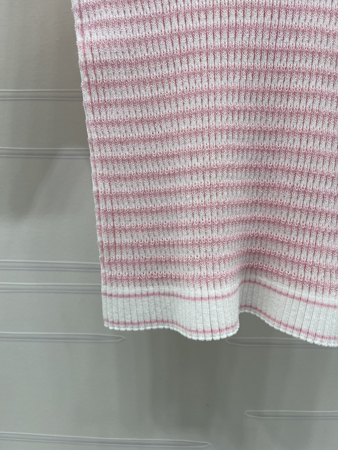 シャネル グラフィックプリント ロゴ刺繍 ボーダー 透かし編み ニットTシャツ 画像 6