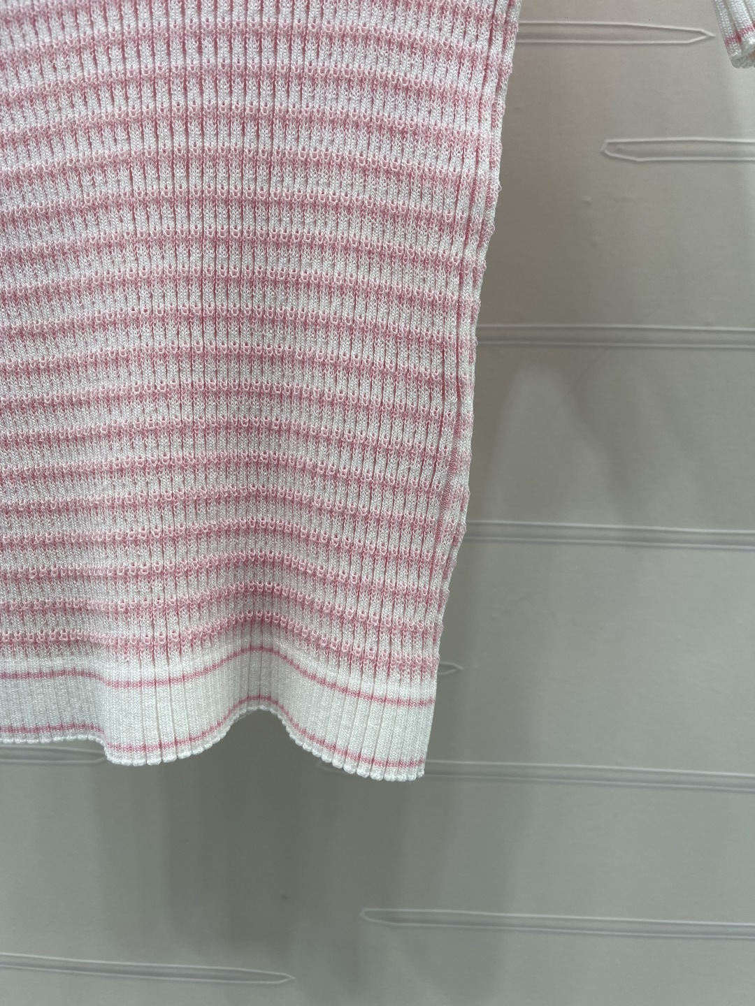 シャネル グラフィックプリント ロゴ刺繍 ボーダー 透かし編み ニットTシャツ 画像 7