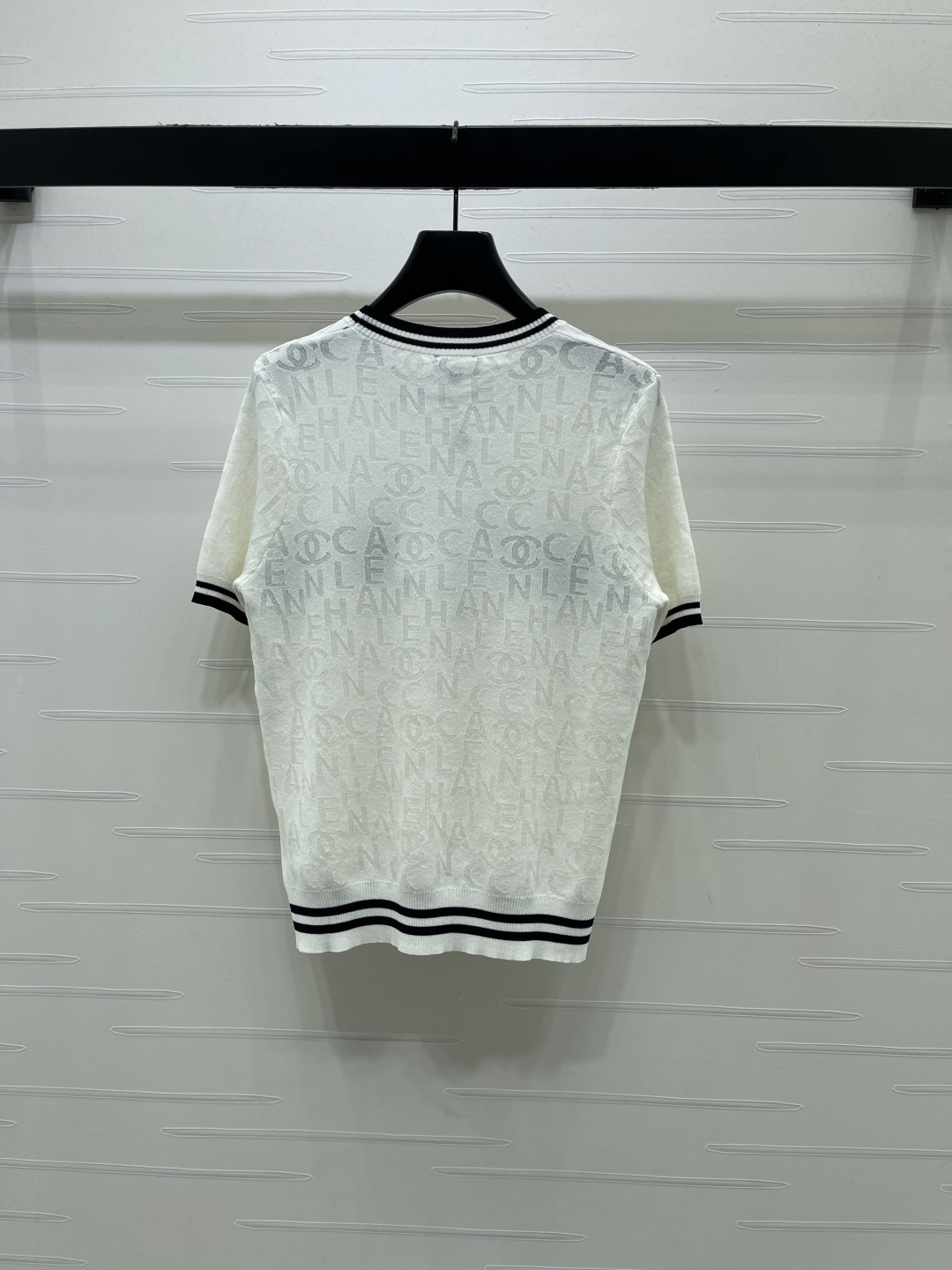 シャネル ロゴ刺繍 ジャカード ニットTシャツ 画像 9